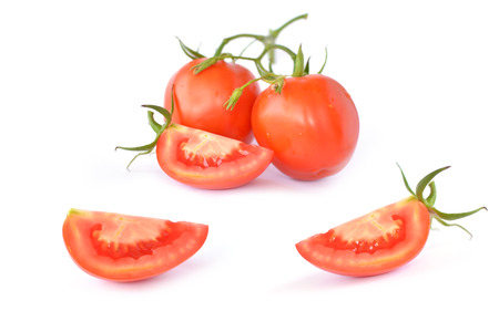 Tomato leaf on white backgroundの写真素材