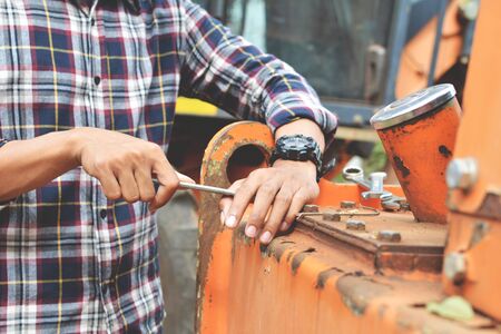 Portrait of engineer working on siteの写真素材