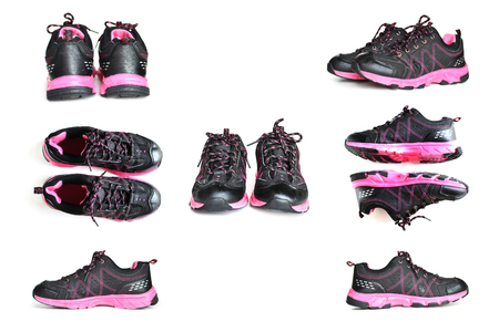 Group of sport shoes on white backgroundの写真素材