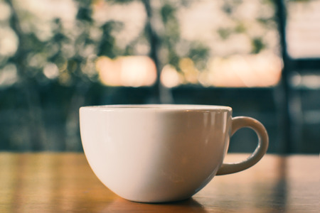 Green tea cup in cafe shop time to relaxing ,hipster tone and soft of focusの写真素材