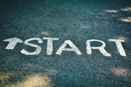 Start word on road concept keep goingの写真素材