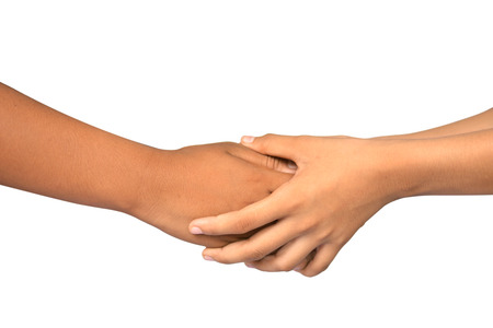 Shake hands on a white backgroundの写真素材