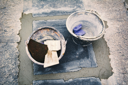 Plastering equipment building constructionの写真素材