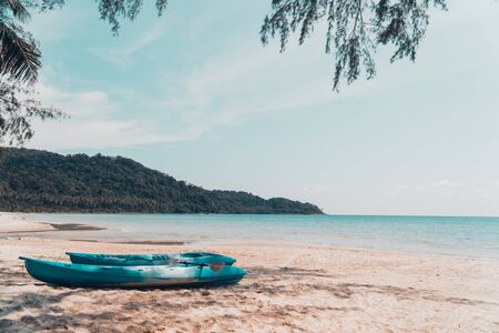 The kayak and canoe on the beach.の写真素材