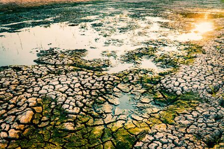 Crack land drought and environment crisis concept.