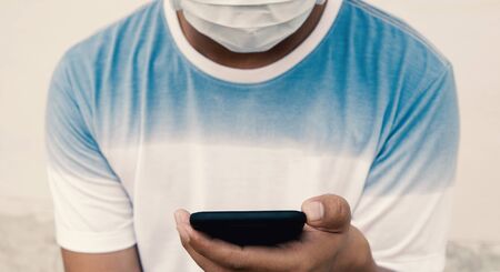Man wearing a mask protective for crisis spreading  covid-19  Coronavirus Disease 2019 and air...