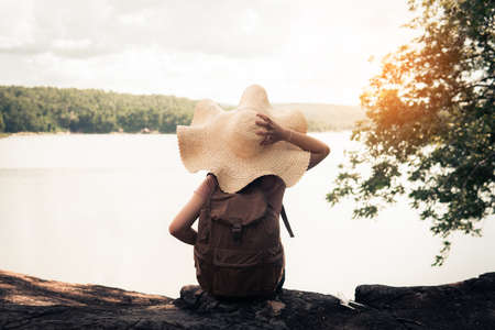 Relaxing woman travel after lockdown, Let 'go on holiday and live our lives.の写真素材
