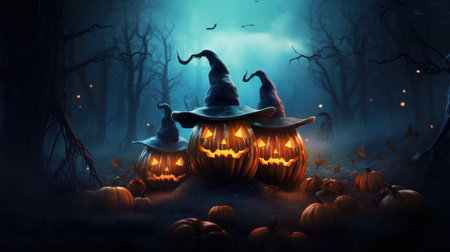 Halloween pumpkin in darknight style for erie holiday , Generative AIの素材