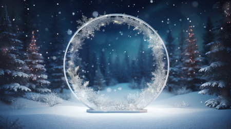 3D circle to celebrate beautiful merry christmas and happy new year frame background.の素材