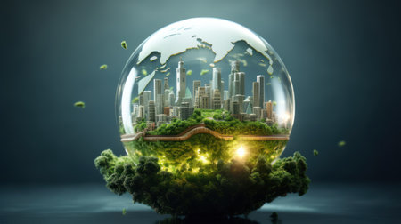 Protecting the world and green energy , environmental protection , sustainable development.の素材