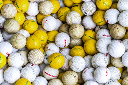 Golf balls for practice, old and dirty  の写真素材
