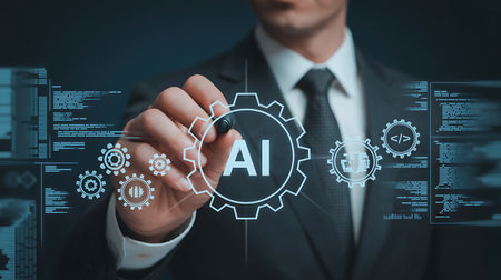 AI Learning and Artificial Intelligence Concept. Business, Technology, Internet and network concept.の素材