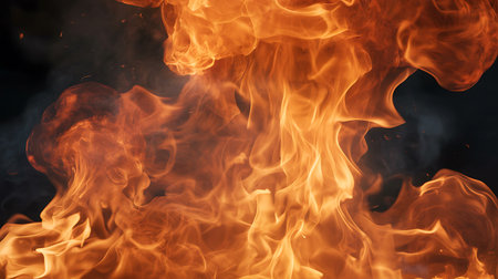Fire flames on black background. Abstract blaze fire flame texture background.の素材