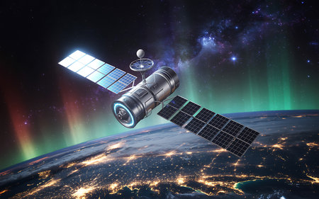 Satellite in space. Elements of this image furnished by NASA.の素材