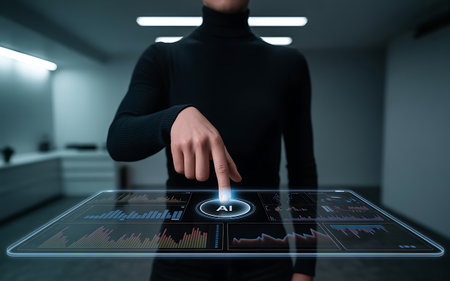 Close up of businesswoman touching virtual screen. Technology concept. 3D Renderingの素材