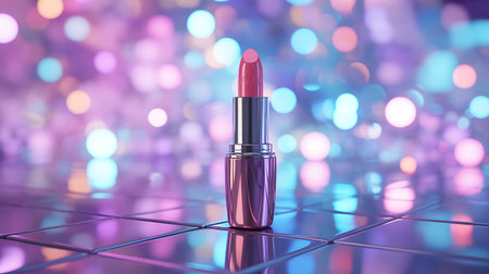 Lipstick on the background of the colorful bokeh.の素材