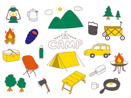 Camping and outdoor icon illustration set camping and outdoor icon illustration setのイラスト素材