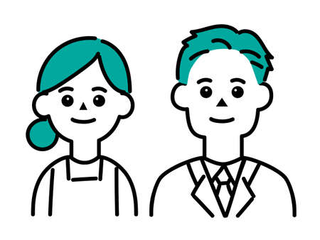 Illustration of a couple of a woman and a manのイラスト素材