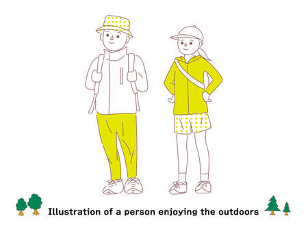 Illustration of a person enjoying the outdoorsのイラスト素材