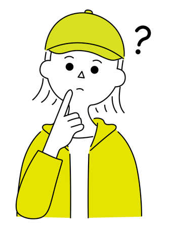 Illustration of an outdoor fashion woman with a questionable lookのイラスト素材