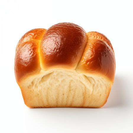 Sweet braided bread isolated on white background. Sweet braided bun.の素材