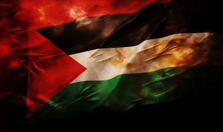 freedom waving Palestine flag illustration backgroundの素材