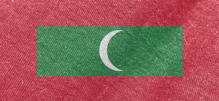 National fabric flag of Maldives flag cotton material wide flags wallpaper colored fabric Maldives flag backgroundの写真素材