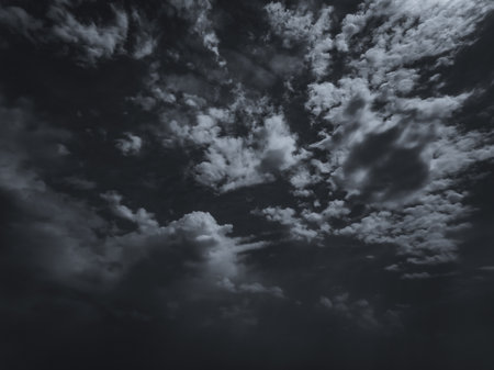 Black and white dramatic sky with dark clouds Abstract nature background