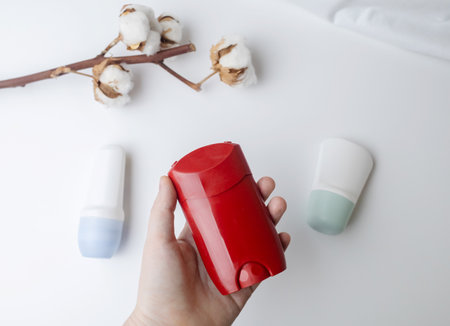 Choice of deodorant or antiperspirant. Looking at the jars on the table. Safe or critical deodorant...