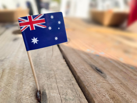 The National flag of Australia macro photo. No people.の写真素材