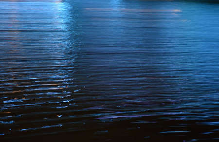 Blue river at nightの写真素材