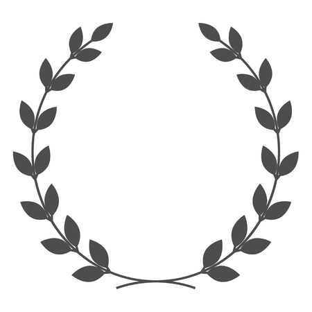 A laurel wreath, symbol of victory and achievement. Design element for construction of medals, awards, coat of arms or anniversary icon. Gray silhouette on white background. Laurel wreath iconのイラスト素材