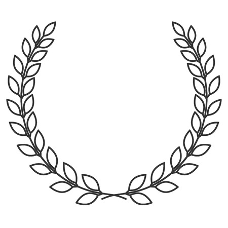 A laurel wreath - symbol of victory and achievement. Design element for construction of medals, awards, coat of arms or anniversary icon. Gray silhouette on white background. Laurel wreath iconのイラスト素材