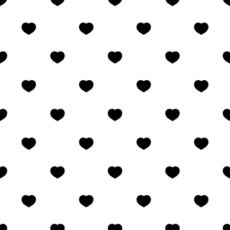 Black hearts seamless pattern on white background. Fashion love graphics design. Modern stylish texture. Valentine day print concept. Template for fabric, background, wallpaper. Vector illustrationのイラスト素材