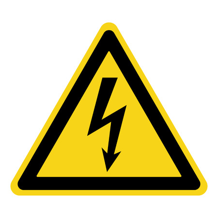 High Voltage Sign. Danger symbol. Black arrow isolated in yellow triangle on white background. Warning icon. Vector illustration High Voltage Sign. Danger symbol. Black arrow isolated in yellow triangle on white background. Warning icon. Vector illustration
