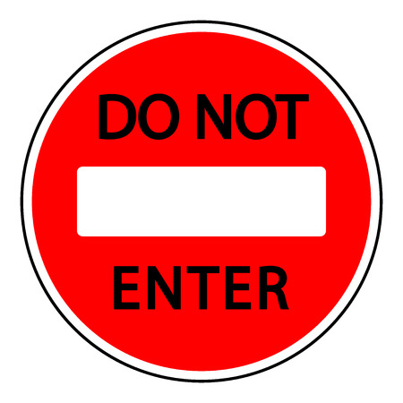 Do not enter sign with text. Warning red circle icon isolated on white background. Prohibition concept. No traffic street symbol. Vector illustrationのイラスト素材