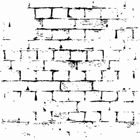 Brick Wall silhouette pattern. Noisy white print. Vintage style with detail grunge. Monochrome retro scratch background. Texture for poster, fabric, background and different print production. Vectorのイラスト素材
