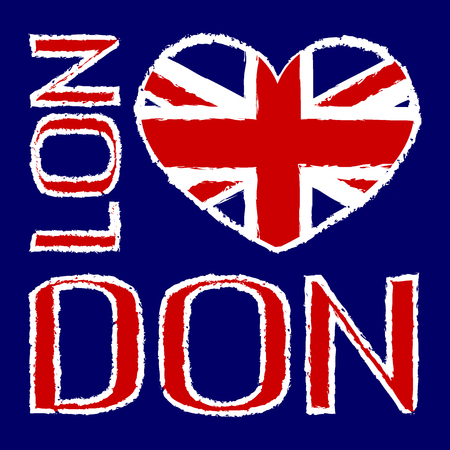 London city Typography Graphics. British flag illustration. Fashion printing design for sportswear apparel. Original wear. Concept in vintage graphic style for print production. Grunge. Stock Vectorのイラスト素材