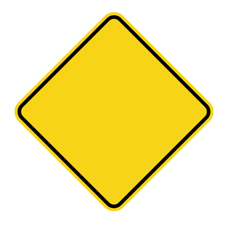 Blank Yellow Sign. Empty square warning symbol isolated on white background. Priority road icon. Traffic sign. Stock Vector Illustrationのイラスト素材