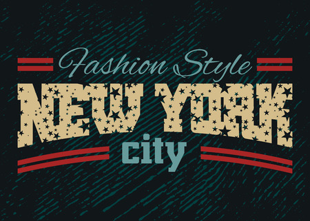 New York city Typography Graphic. Fashion stylish printing design for t shirt and sports wear. NYC logo. Label USA. T-shirt Design for apparel, card, poster etc. Symbol of freedom. Vector illustrationのイラスト素材