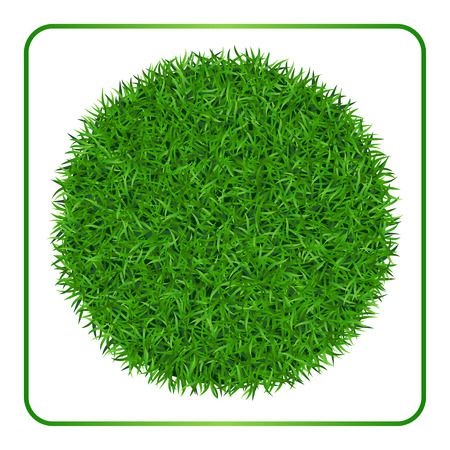 Green grass background. Circle field template isolated on white. Abstract plant texture. Symbol of environmental, nature, earth and ecology. Design for card, banner etc. Vector Illustrationのイラスト素材