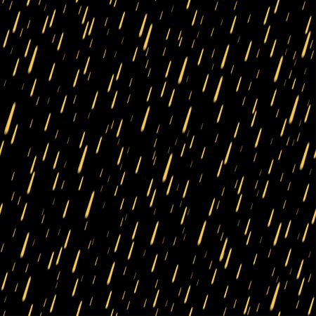 Gold rain seamless pattern. Golden stylized drops twinkles on black background. Abstract texture. Grain raindrop decoration. Design template graphic wallpaper, wrapping, fabric etc Vector Illustrationのイラスト素材