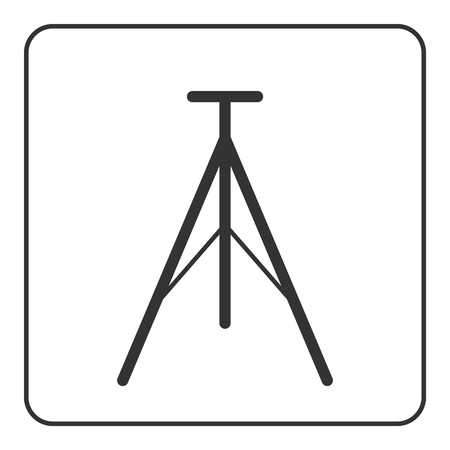 Tripod icon. Sign modern equipment for photography, camera. Black silhouette, isolated on white background. Symbol of photo technology, media industry. Simple flat design concept. Vector illustration.のイラスト素材