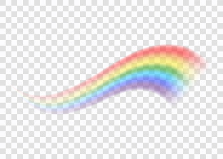 Rainbow icon. Shape wave realistic, isolated on transparent background. Colorful light and bright design element for decorative. Symbol of rain, sky, clear, nature. Graphic object. Vector illustrationのイラスト素材