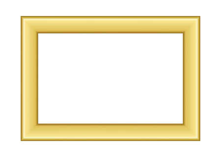 Gold frame. Beautiful simple golden design. Vintage style decorative border, isolated on white background. Deco elegant art object. Empty copy space for decoration, photo, banner. Vector illustration.のイラスト素材