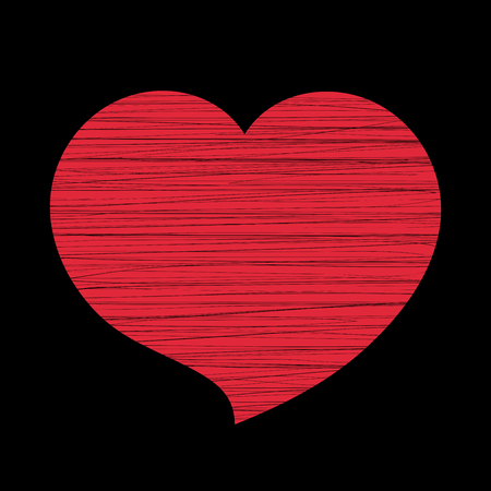 Red heart icon. Grunge texture shape sign, isolated on black background. Symbol romantic, love, passion, wedding. Design element for Valentine day, holiday or greeting, decoration. Vector illustrationのイラスト素材