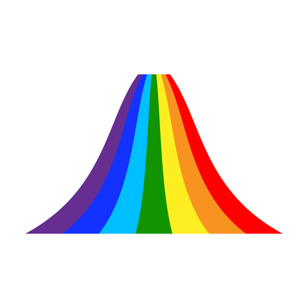 Rainbow icon. Shape wavy cartoon, isolated on white background. Colorful light and bright design element for decorative. Symbol rain, sky, clear, nature. Flat simple graphic style. Vector illustrationのイラスト素材