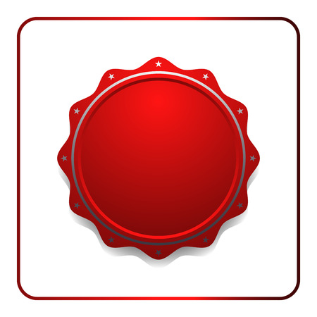Seal award red icon. Blank medal with stars isolated on white background. Stamp design certificate. Label emblem. Symbol of assurance, winner, guarantee and best, premium, quality. Vector illustrationのイラスト素材