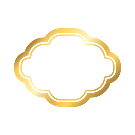 Gold frame. Beautiful simple golden design. Vintage style decorative border, isolated on white background. Deco elegant art object. Empty copy space for decoration, photo, banner. Vector illustration.のイラスト素材