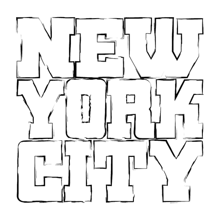 T shirt typography graphics New York. Athletic style NYC. Fashion american stylish print for sports wear. Black grunge emblem. Template for apparel, card, poster. Symbol big city. Vector illustrationのイラスト素材